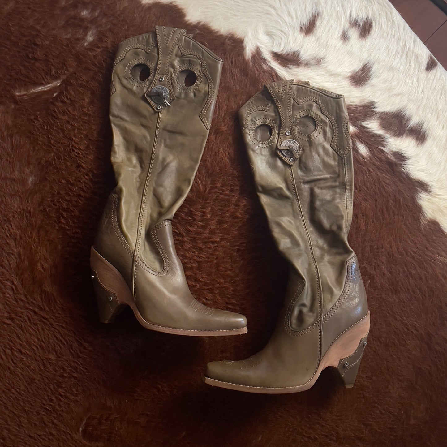 Dior girly cowboy khaki boots 38 1/2 EU