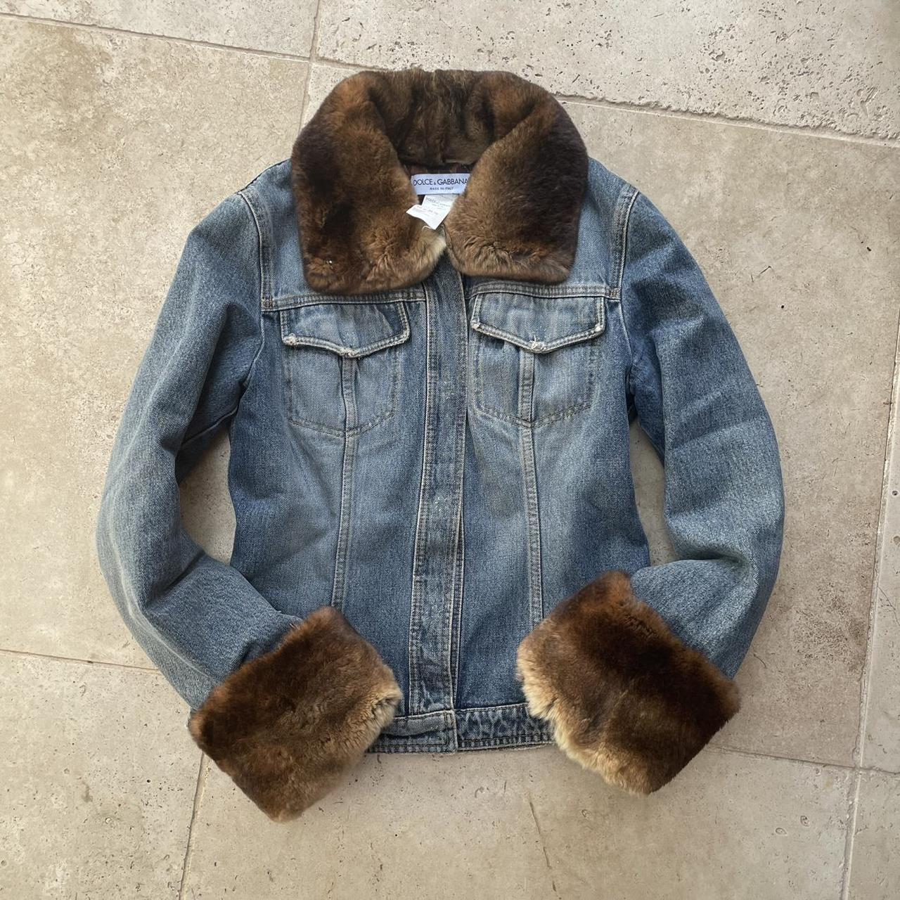 Dolce Gabbana 90's denim jacket with fur (S)