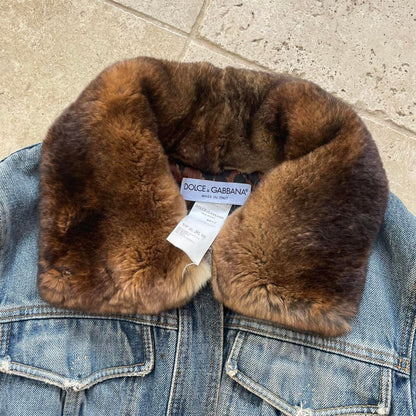 Dolce Gabbana 90's denim jacket with fur (S)