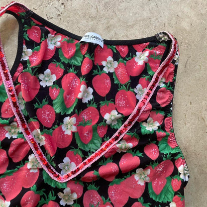 Dolce and Gabbana D&G  strawberry v-neck top (S)