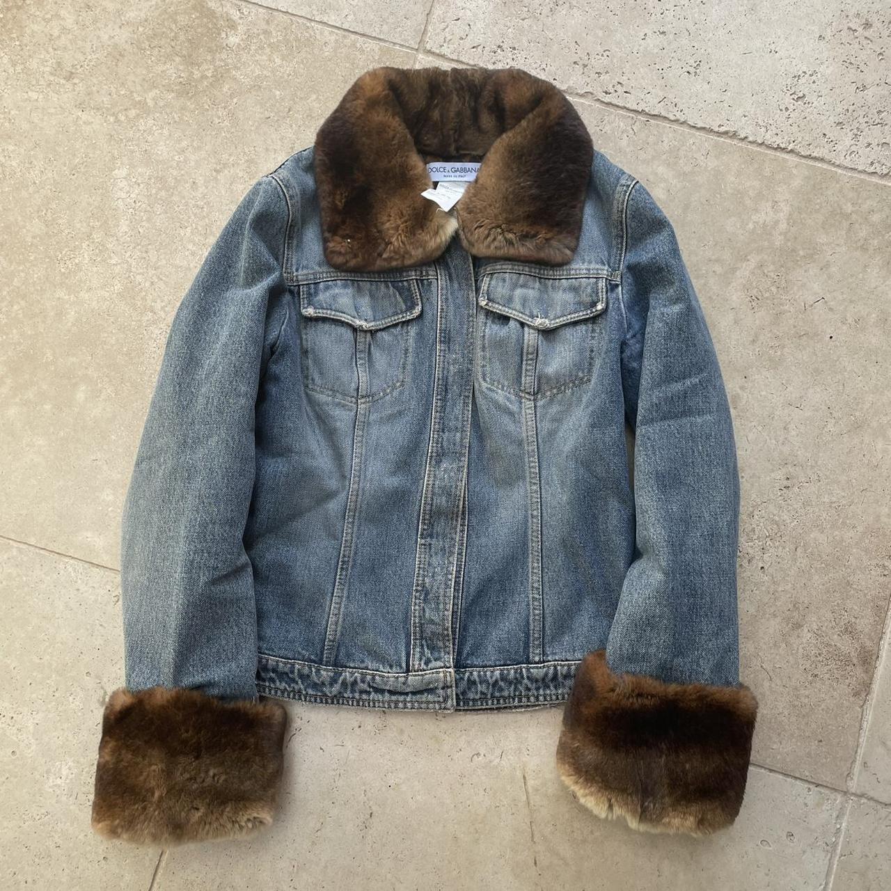 Dolce Gabbana 90's denim jacket with fur (S)