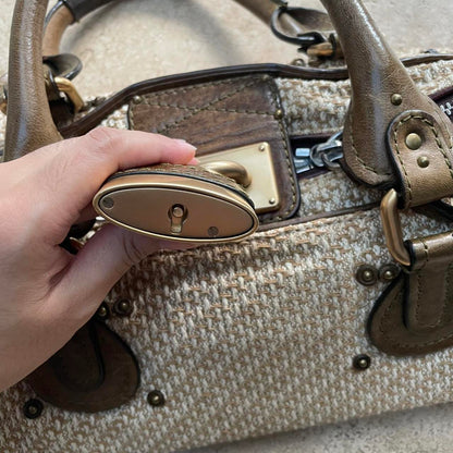 Chloe fabric Paddington bag with deep olive leather