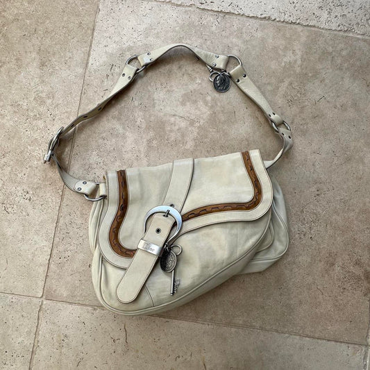 Dior Gaucho double flap saddle bag in cream