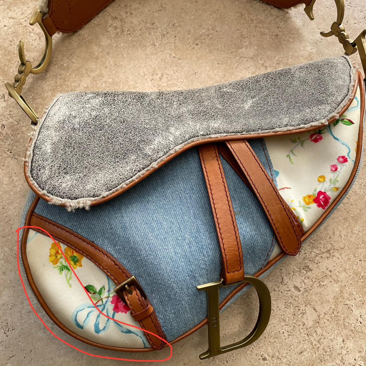 Dior floral denim saddle shoulder bag