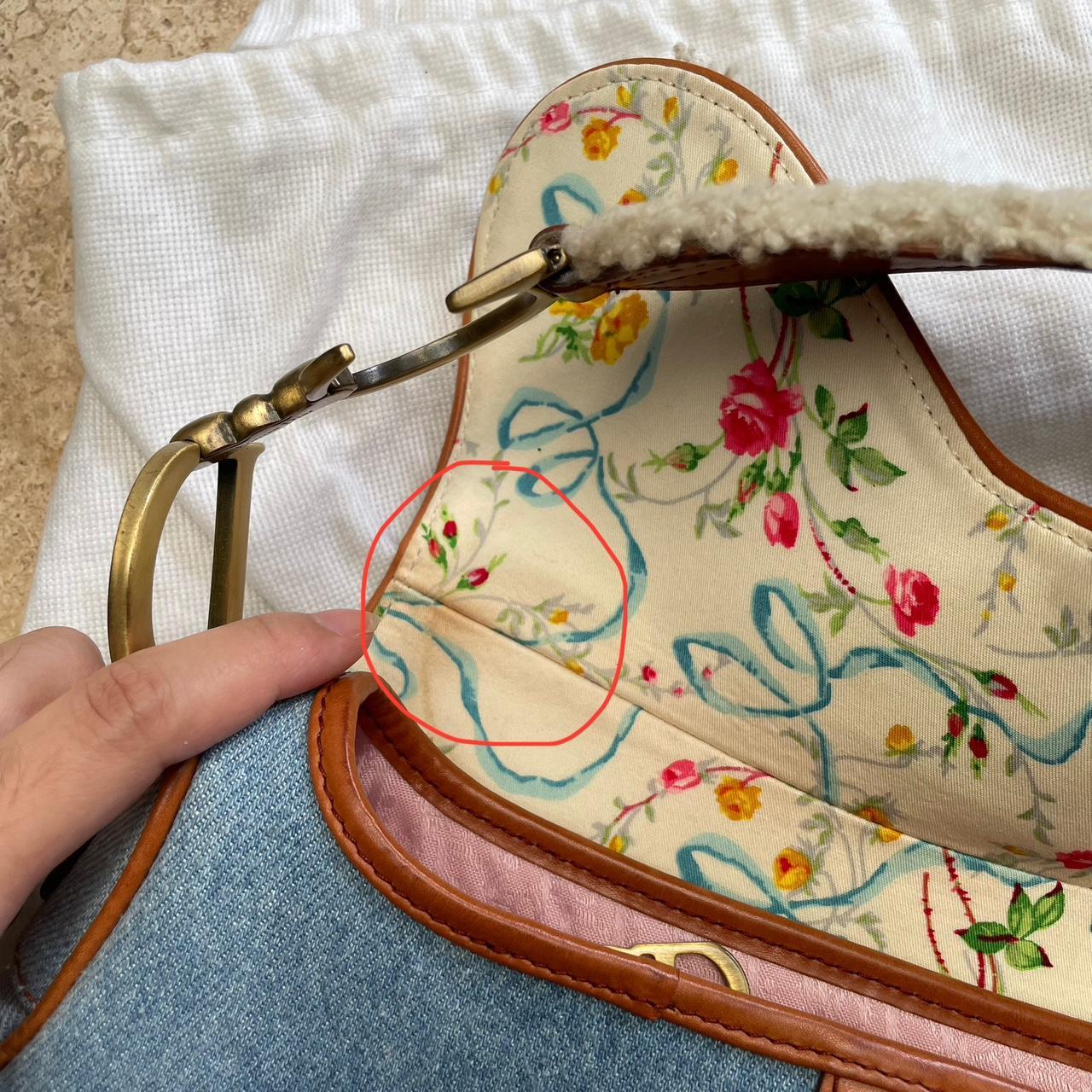 Dior floral denim saddle shoulder bag